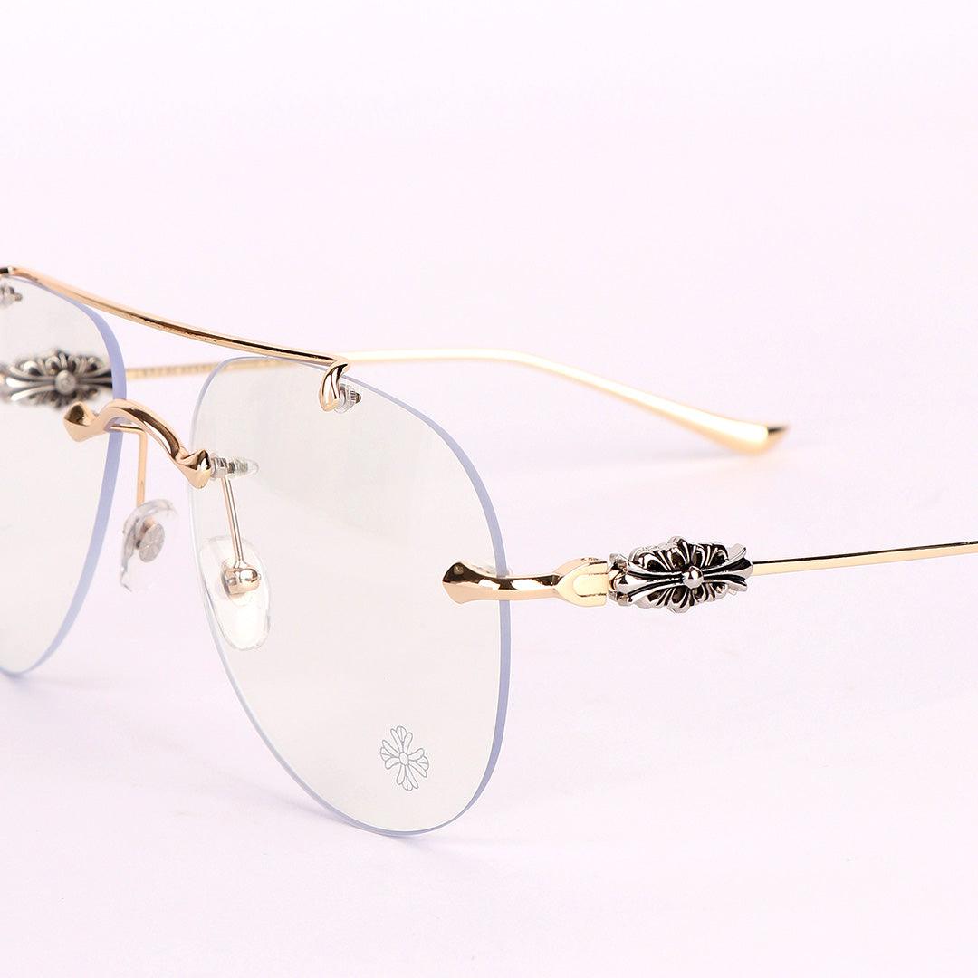 Chrome Hearts Aviator Gold Metal Rimless Glasses - Obeezi.com