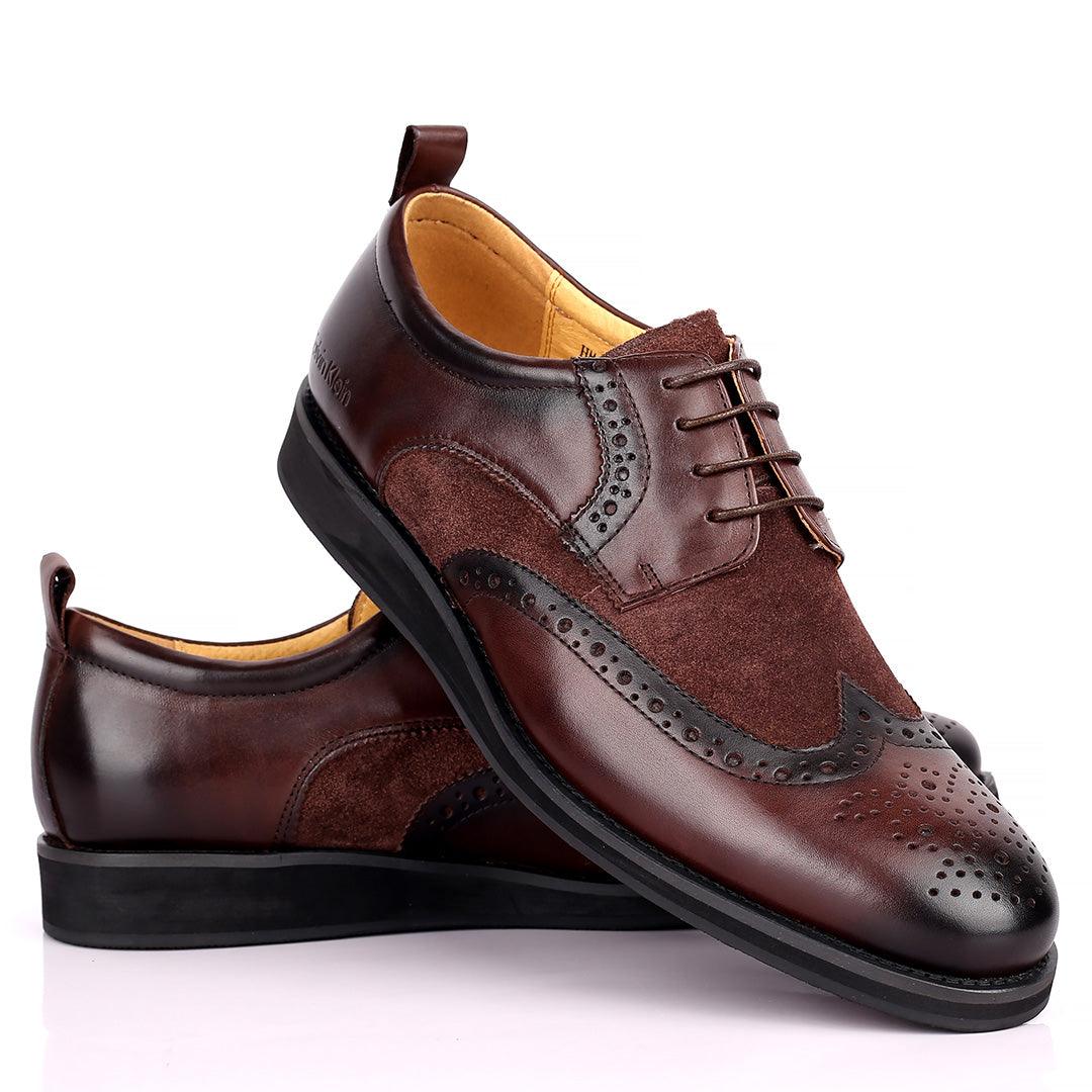 CK Classic Brogue And Half Suede Designed Leather Shoe - Obeezi.com