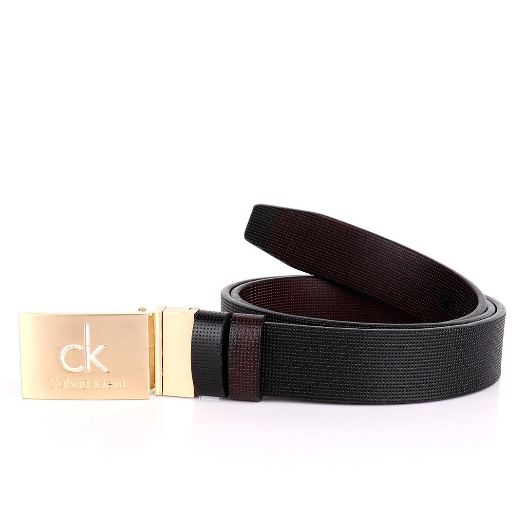 CK Dotted Leather Men's Reversible Black And Brown Belt - Obeezi.com