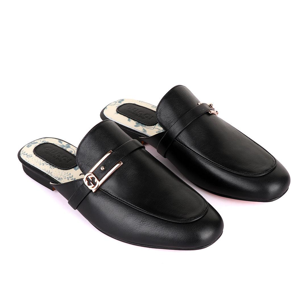 Classic Mole Black Leather Half Shoe - Obeezi.com