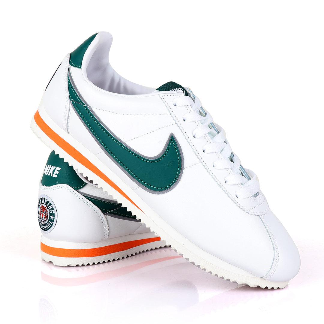 Classic Nk Cortez Hawkins Prem White and Green Sneakers - Obeezi.com