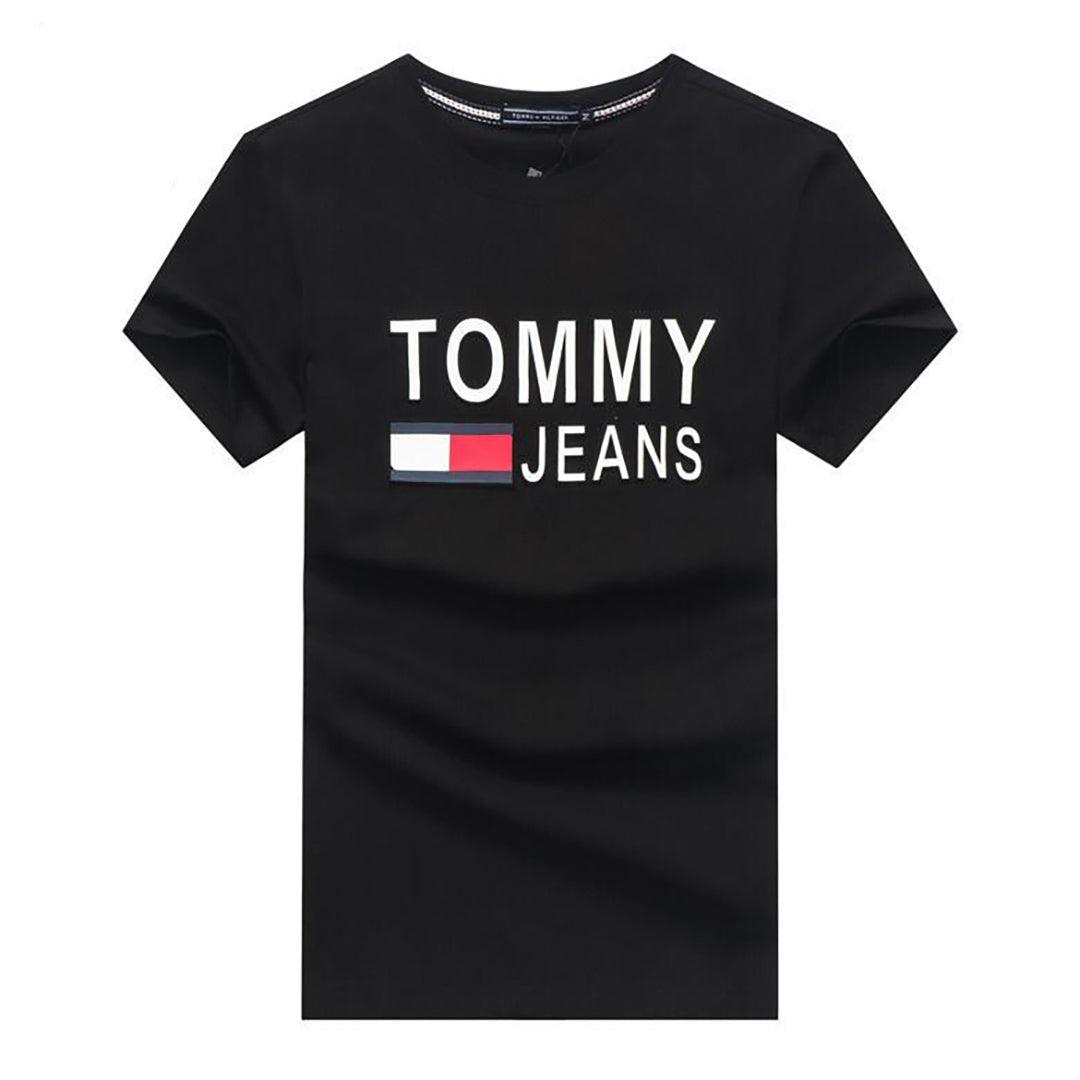 Classic Tom Printed Logo Round Neck T-Shirt - Black - Obeezi.com