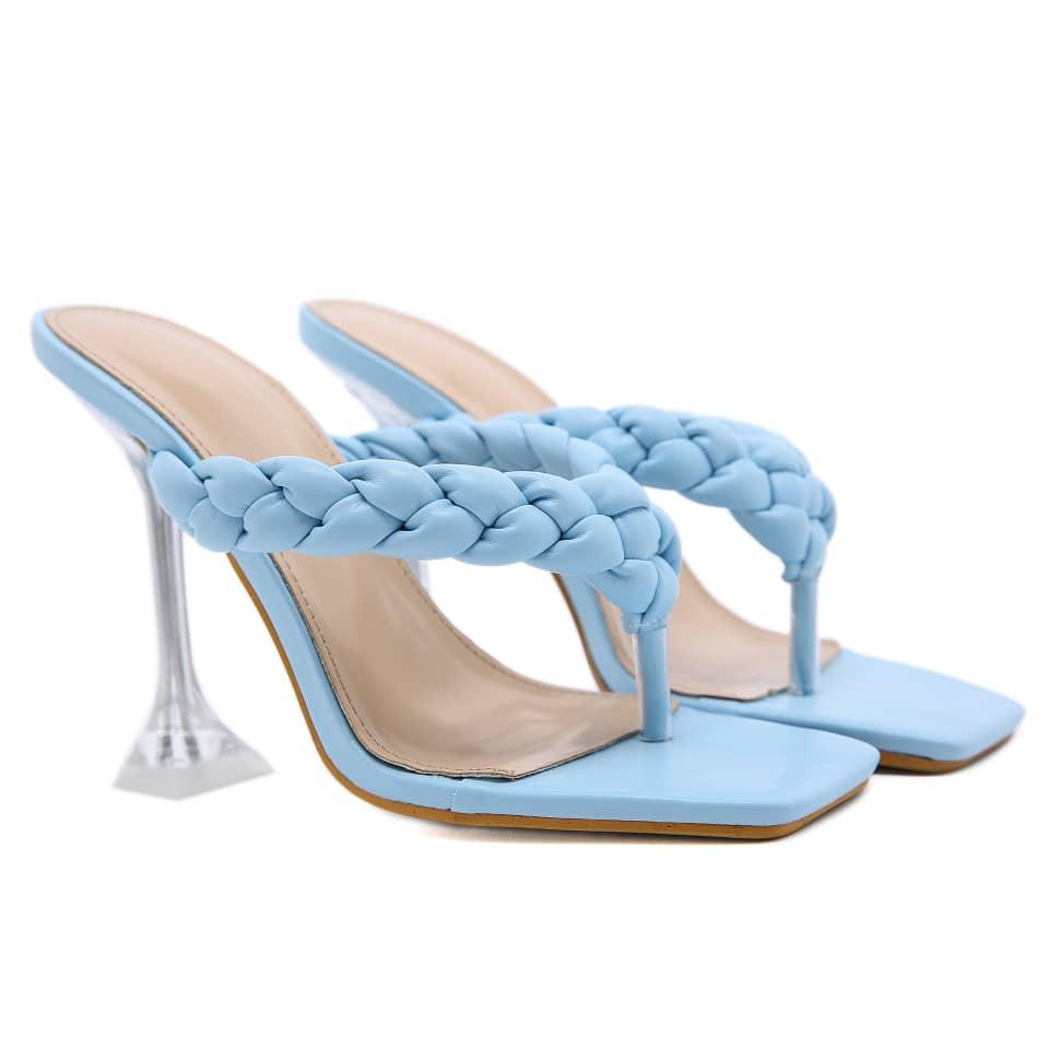 Classic Women's Fold Blue Transparent Heel Slipper - Obeezi.com