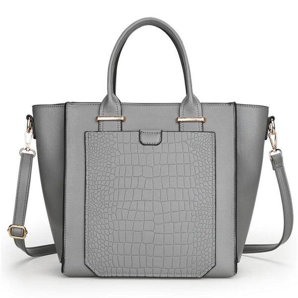 Classical Women Leather Handbag Lady Fashion-Grey - Obeezi.com