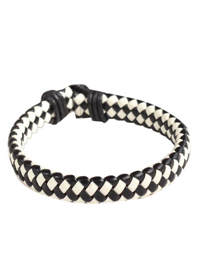 Classics 77 Plaited Bracelet In Black and white - Obeezi.com