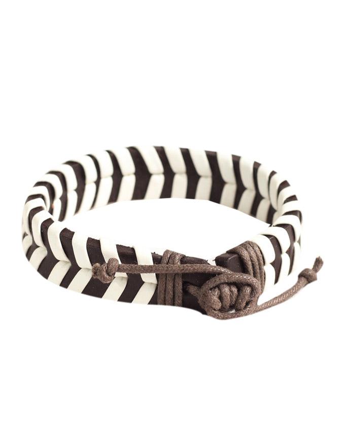 Classics 77 Plaited Bracelet In Brown and white - Obeezi.com