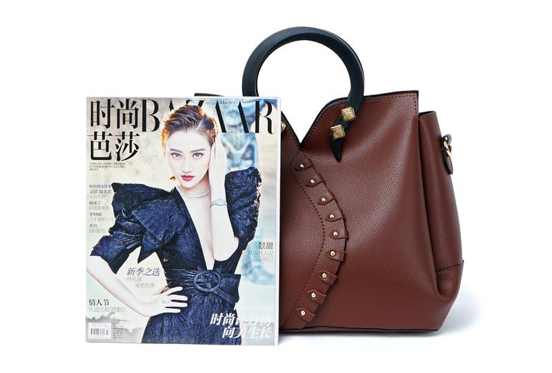 Classy Leather Fashionista Tote 3 in 1 Handbags -Grey - Obeezi.com