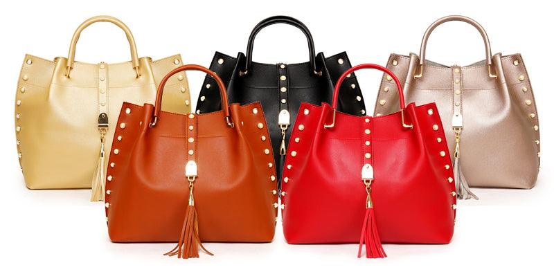 Classy Leather Luxury Design 3pcs Woman Gray Handbag - Obeezi.com