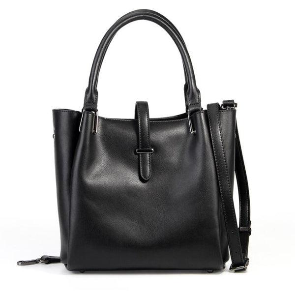 Collic Black Leather Tote Women's Handbag - Obeezi.com