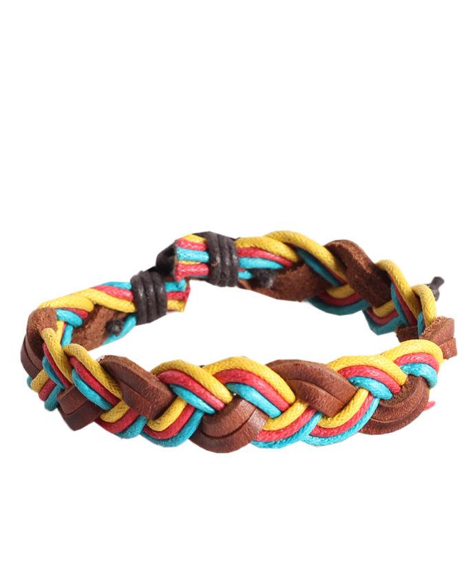 Colorful Unisex Woven Wristband Bracelet Leather - Obeezi.com