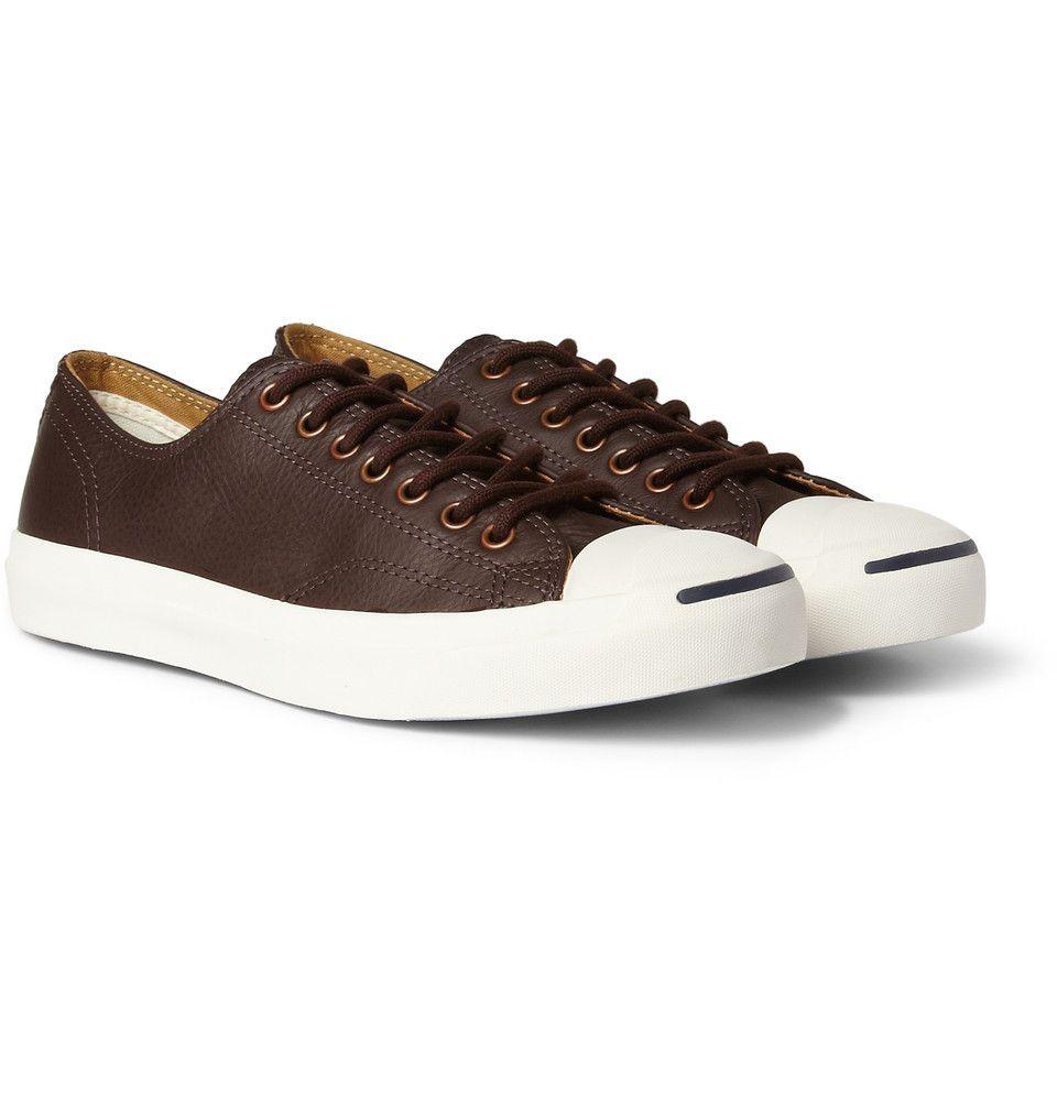 Converse Chocolate Jack Purcell Ox Velcro Low Top Leather Sneakers - Obeezi.com