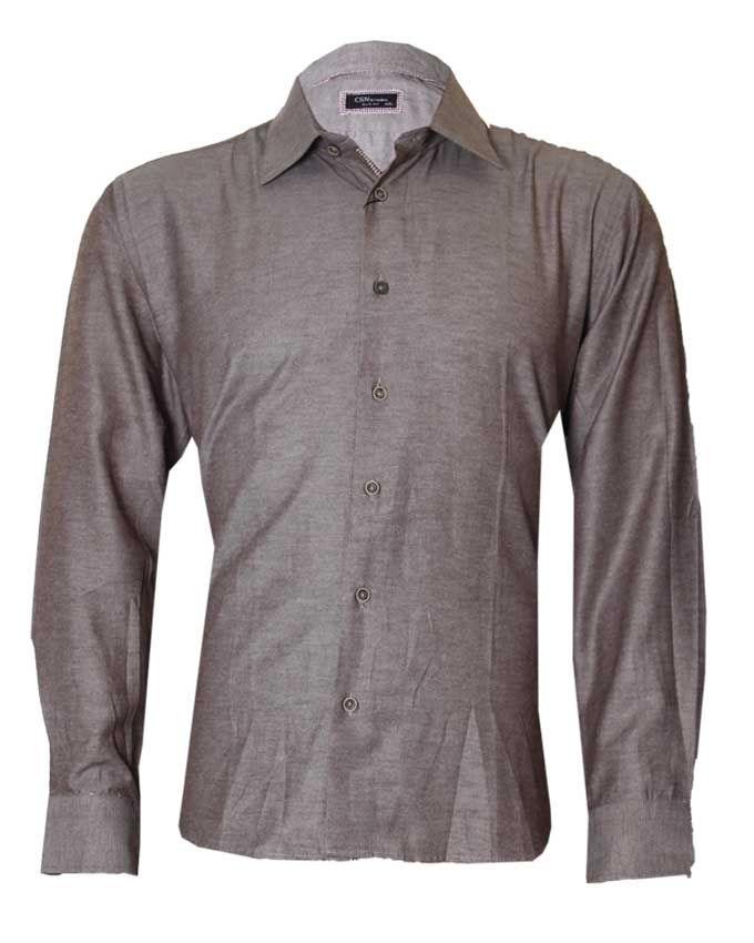 CSN INSTANBUL Pantone Long Sleeve Grey Brown Shirts - Obeezi.com