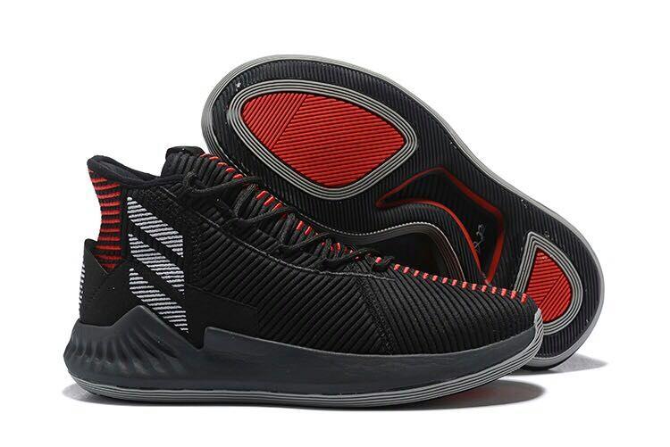 D Rose 9 Basketball Black White And Red Line Sneakers - Obeezi.com