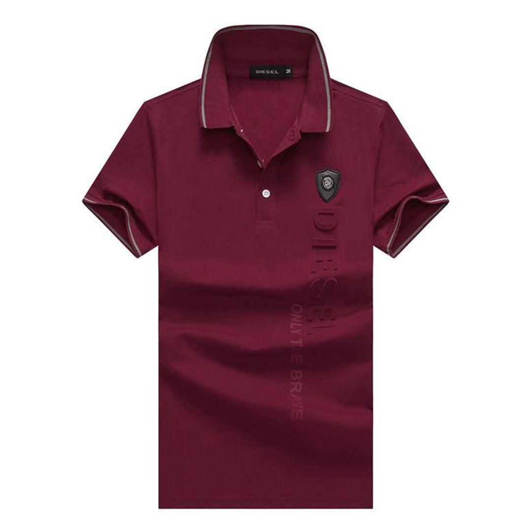 Diesel Cotton Polo Shirt With Brave Crested Logo- Red - Obeezi.com