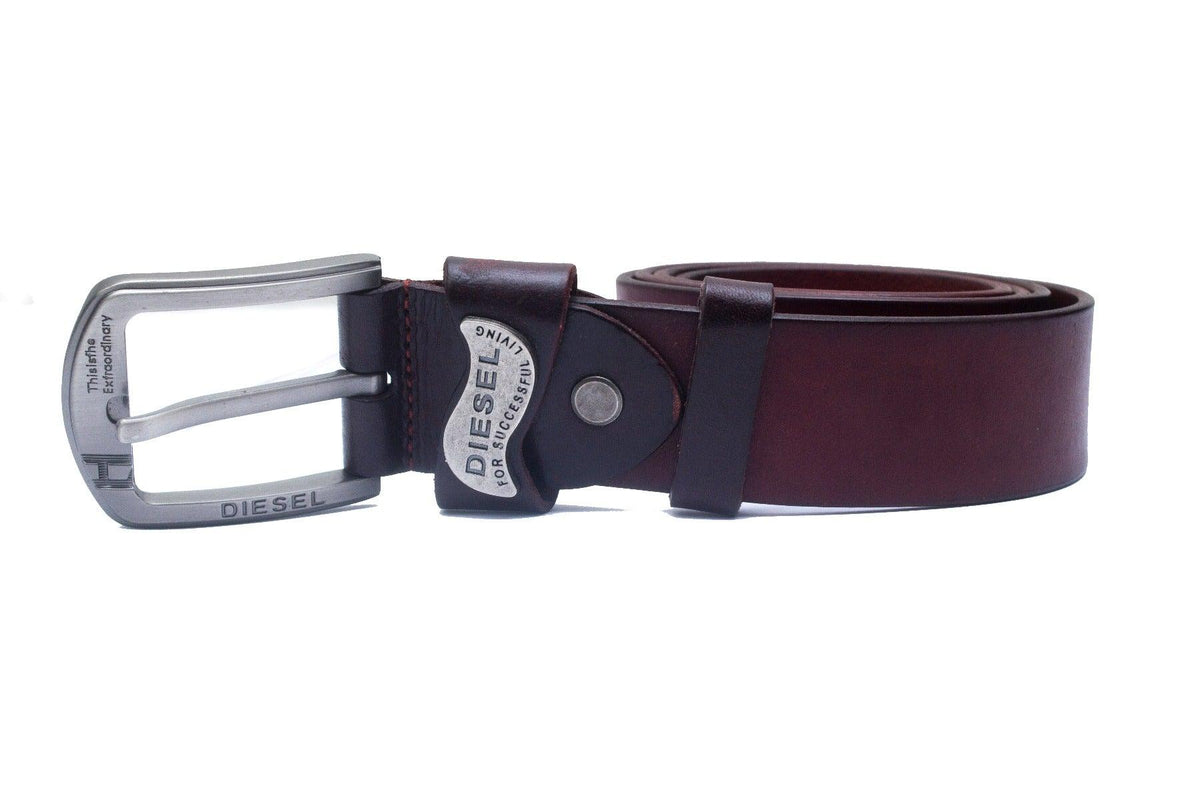 Diesel Men's Dark Brown Leather Belt - Obeezi.com