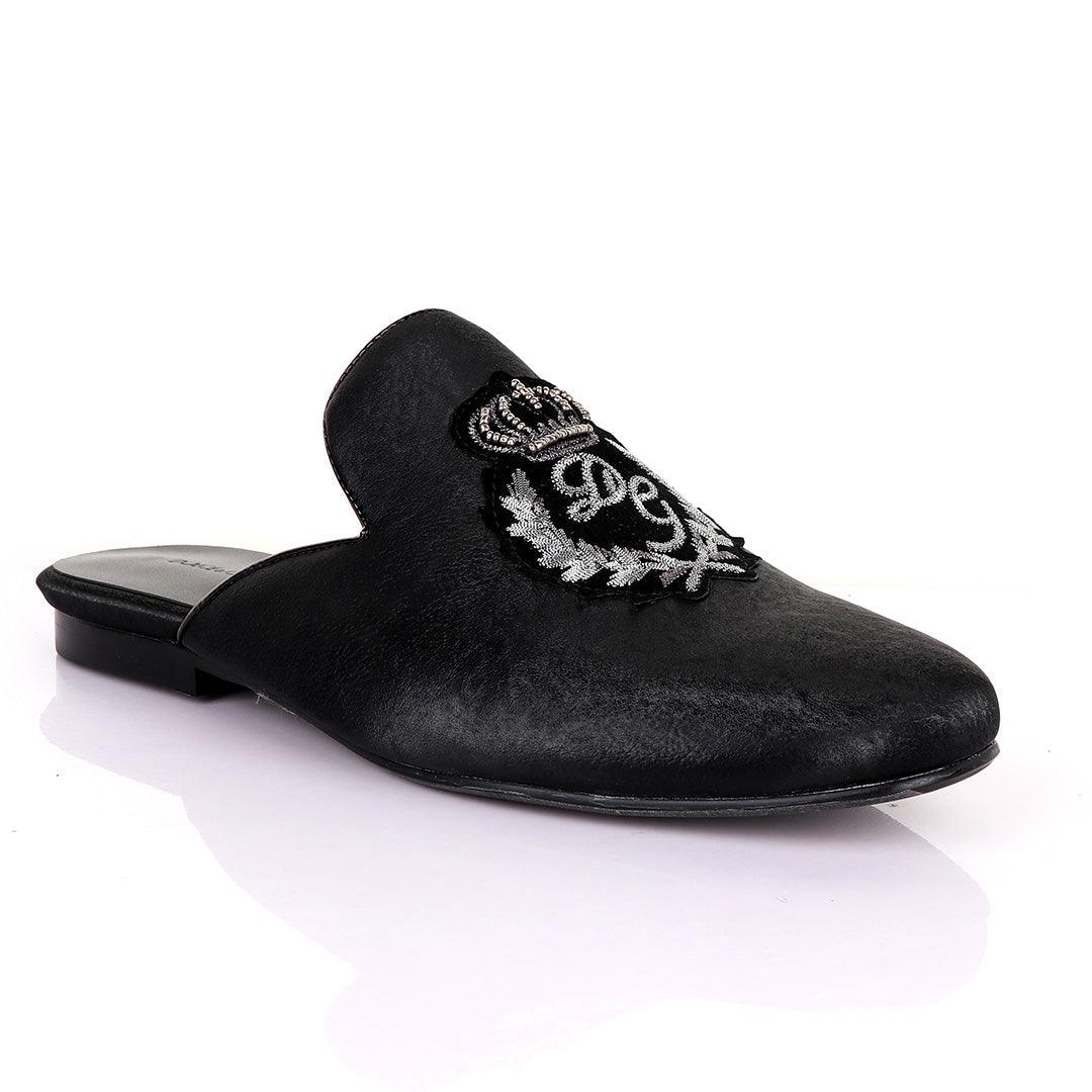 Dolce and Gabbana Crested Design Black Mole Half Shoe - Obeezi.com