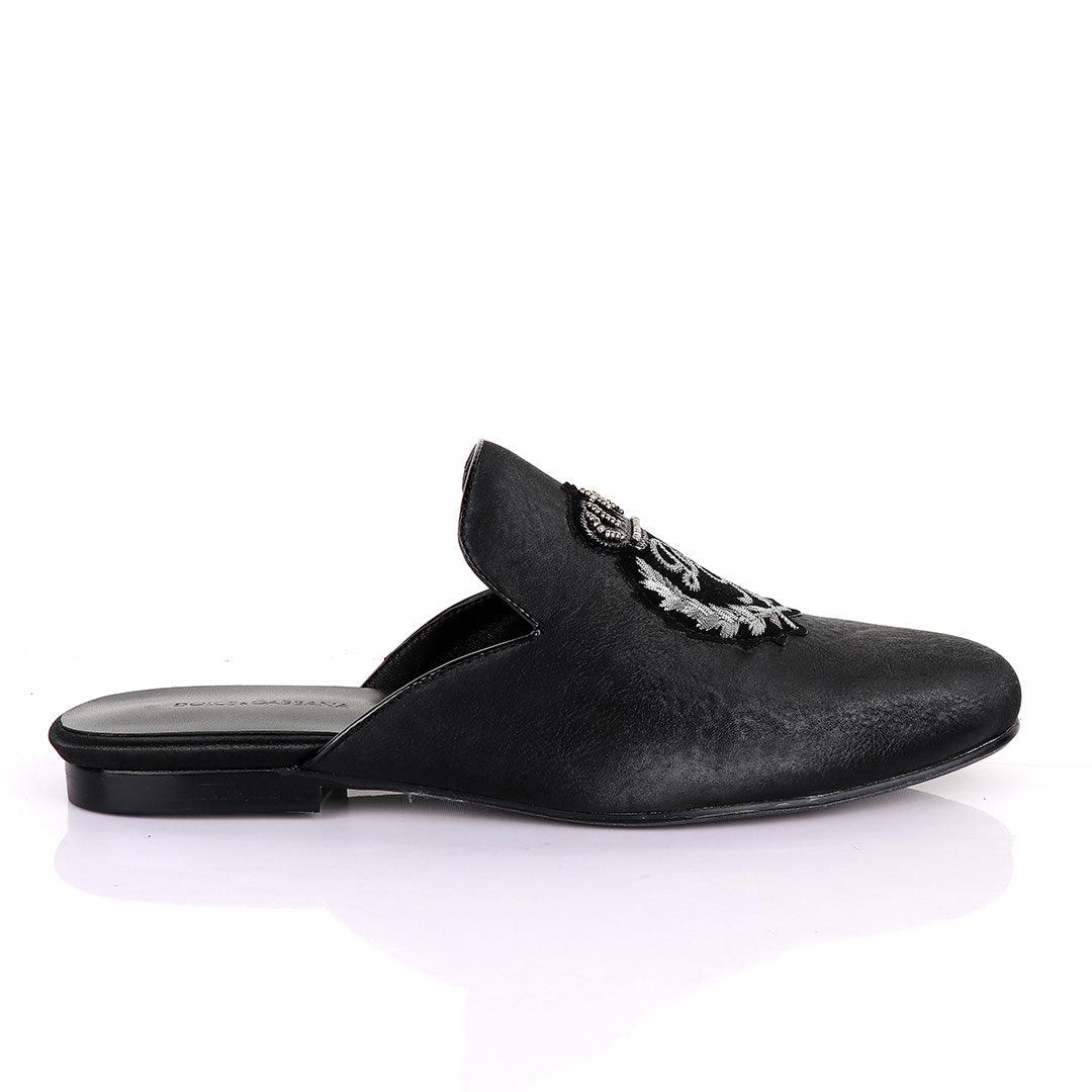 Dolce and Gabbana Crested Design Black Mole Half Shoe - Obeezi.com