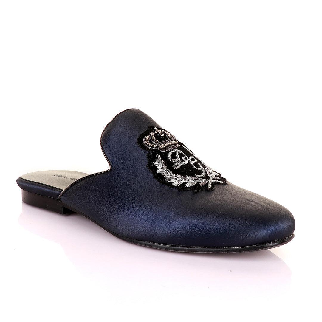Dolce and Gabbana Crested Design Blue Mole Half Shoe - Obeezi.com