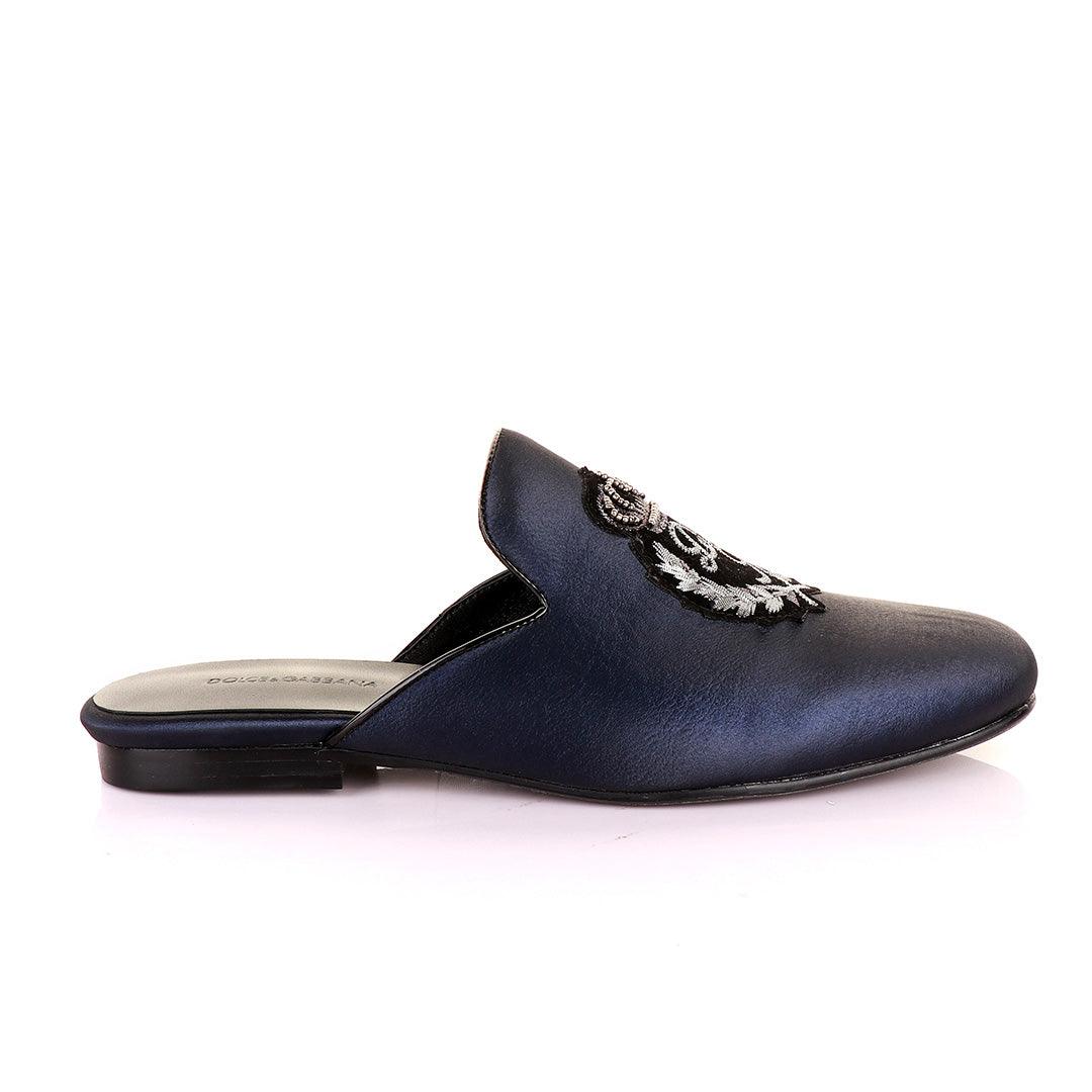 Dolce and Gabbana Crested Design Blue Mole Half Shoe - Obeezi.com