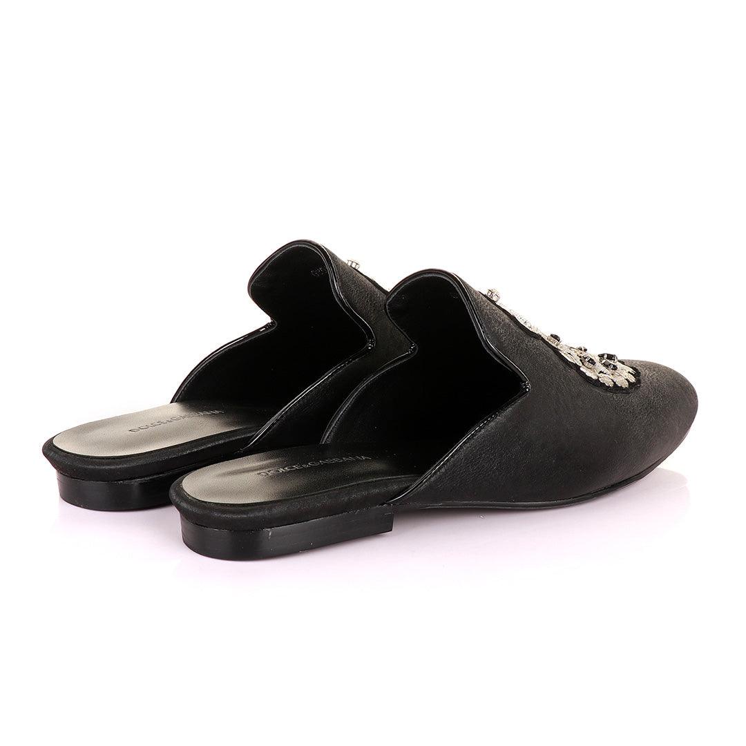 Dolce and Gabbana Spider Design Black Animal Skin Mole Shoe - Obeezi.com