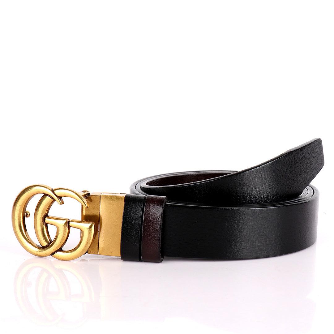 Double G Men's Reversible Black And Brown Genuine Leather Belt - Obeezi.com