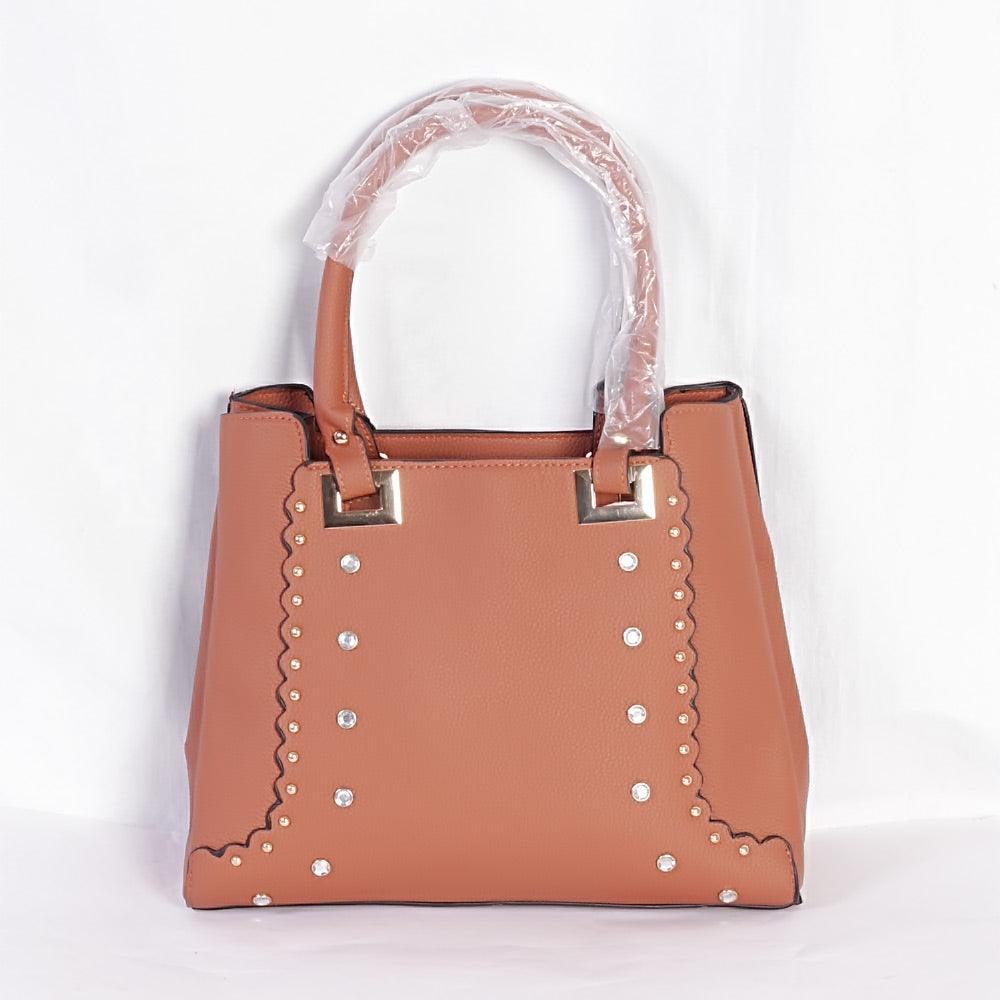 Dreubea Women's Leather With Details HandBag Brown - Obeezi.com