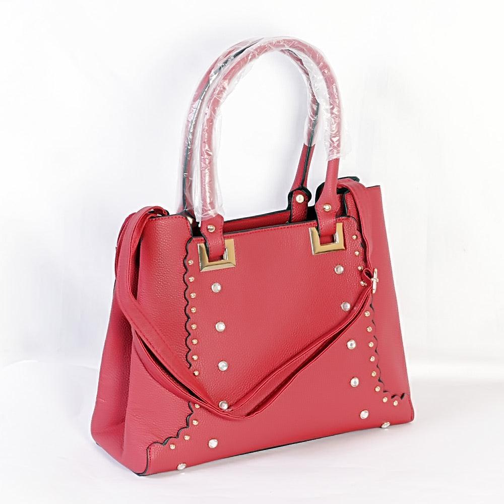 Dreubea Women's Leather With Details HandBag Red - Obeezi.com