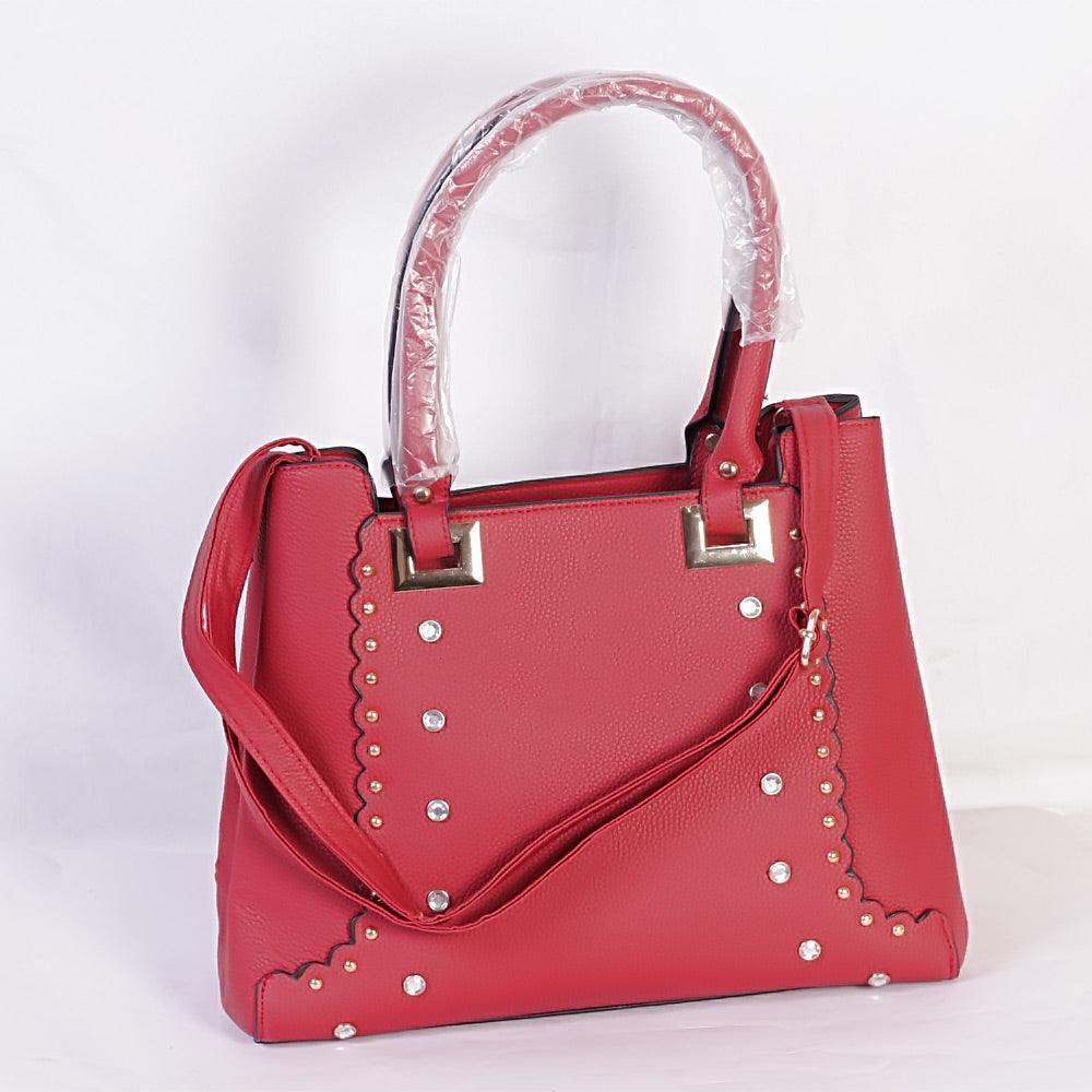 Dreubea Women's Leather With Details HandBag Red - Obeezi.com