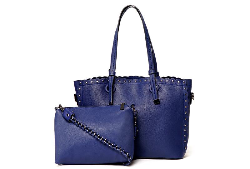 Dreubea Women's Leather With inner HandBag -Blue - Obeezi.com