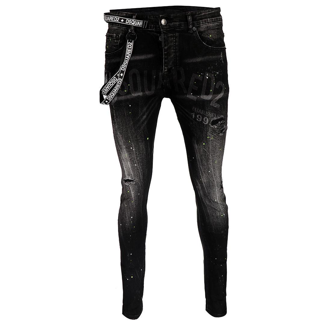 DSQ2 Men's Urban Styled Ripped Jeans- Black - Obeezi.com