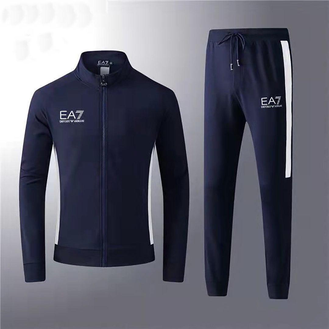 EA7 Side Logo Cotton Designed Track Suit - Black - Obeezi.com
