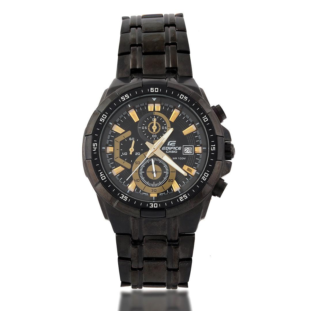 Edifice Casio Chronograph Black Stainless Steel Watch - Obeezi.com