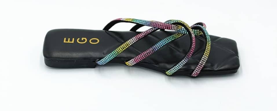 EGO Classic Flat heel Multi Coloured With Black Sole Design Slipper - Obeezi.com