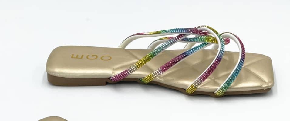 EGO Classic Flat heel Multi Coloured With Gold Sole Design Slipper - Obeezi.com
