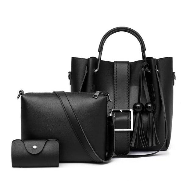 Elegant Stylish Lady Handbag With Fringes Black - Obeezi.com