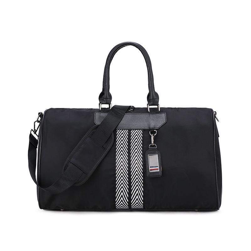 Executive Plain Black Large Capacity Travel Bag With Classic Black And White Designs - Obeezi.com