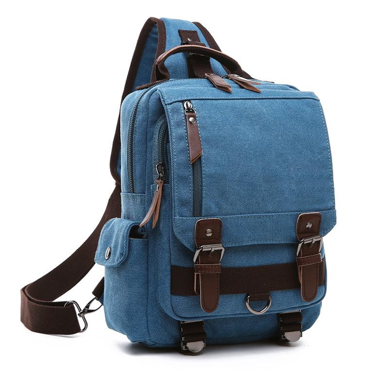 Exquisite Outdoor Canvas Crossbody Bag Travel Shoulder Bag- Blue - Obeezi.com