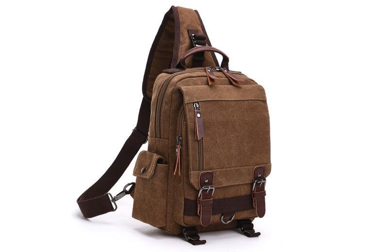 Exquisite Outdoor Canvas Crossbody Bag Travel Shoulder Bag- Coffee - Obeezi.com