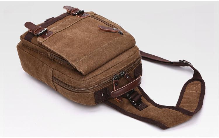 Exquisite Outdoor Canvas Crossbody Bag Travel Shoulder Bag- Khaki - Obeezi.com