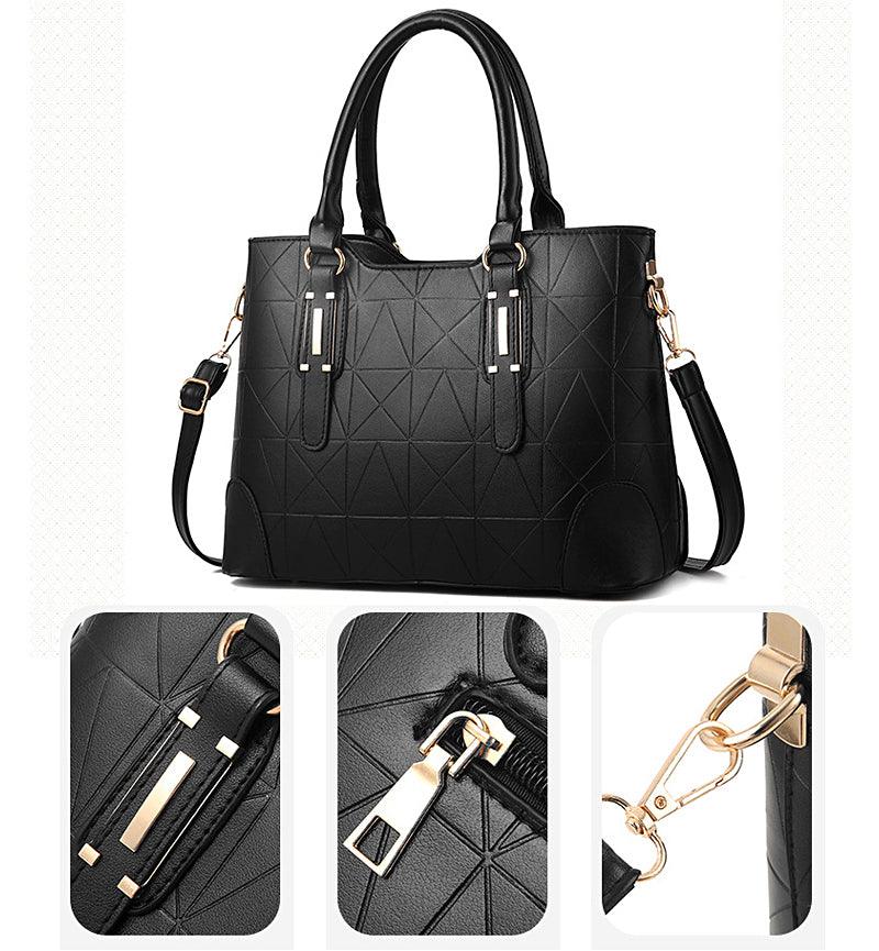 Fashion Unique 2 In 1 Patterned Leather Handbag - Gold - Obeezi.com