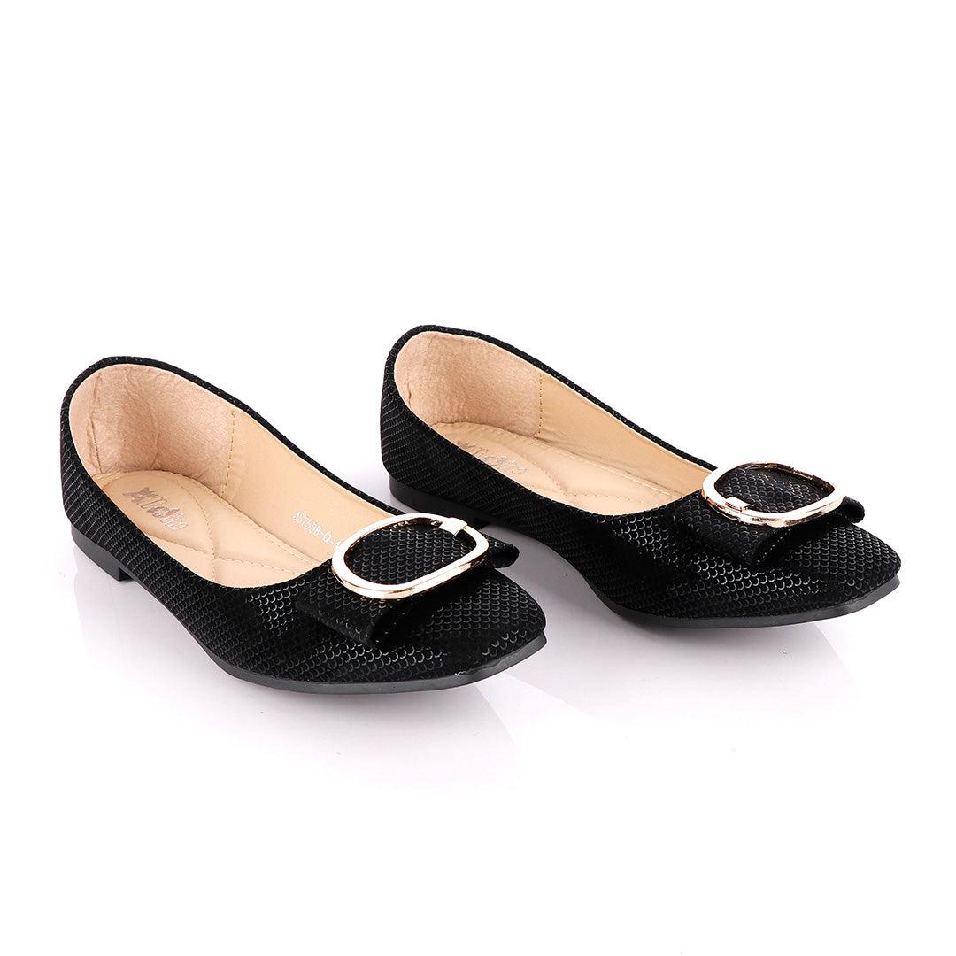 Fashionable Classic Flowery Black Women's Flat Shoe - Obeezi.com