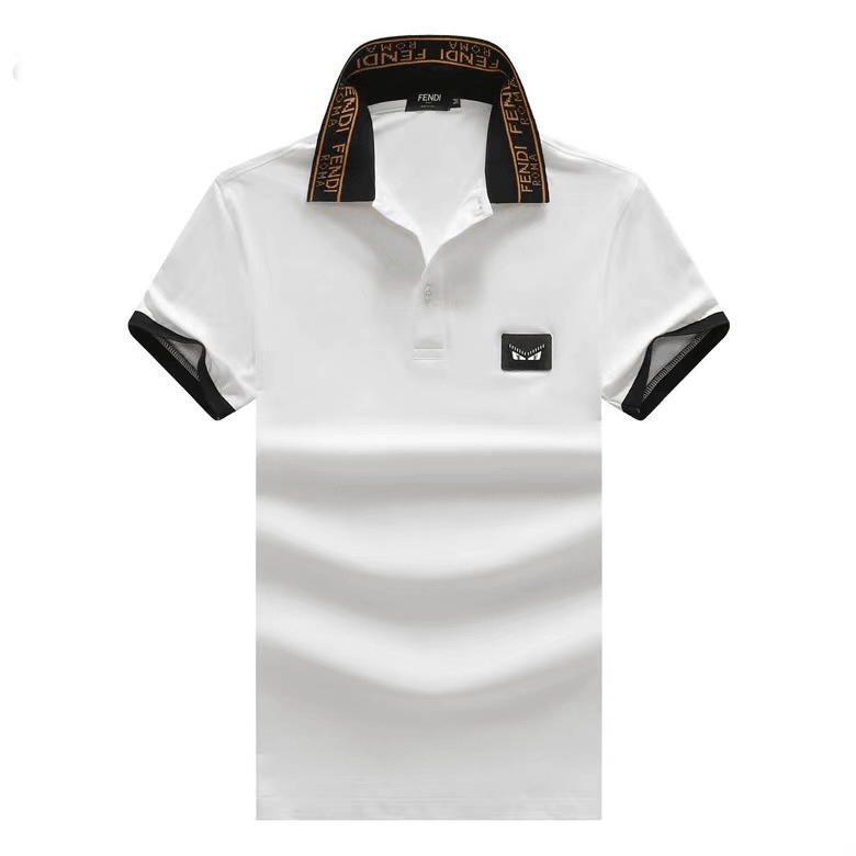 FD Roma Classic Designer Collar Iron Logo Polo- White - Obeezi.com