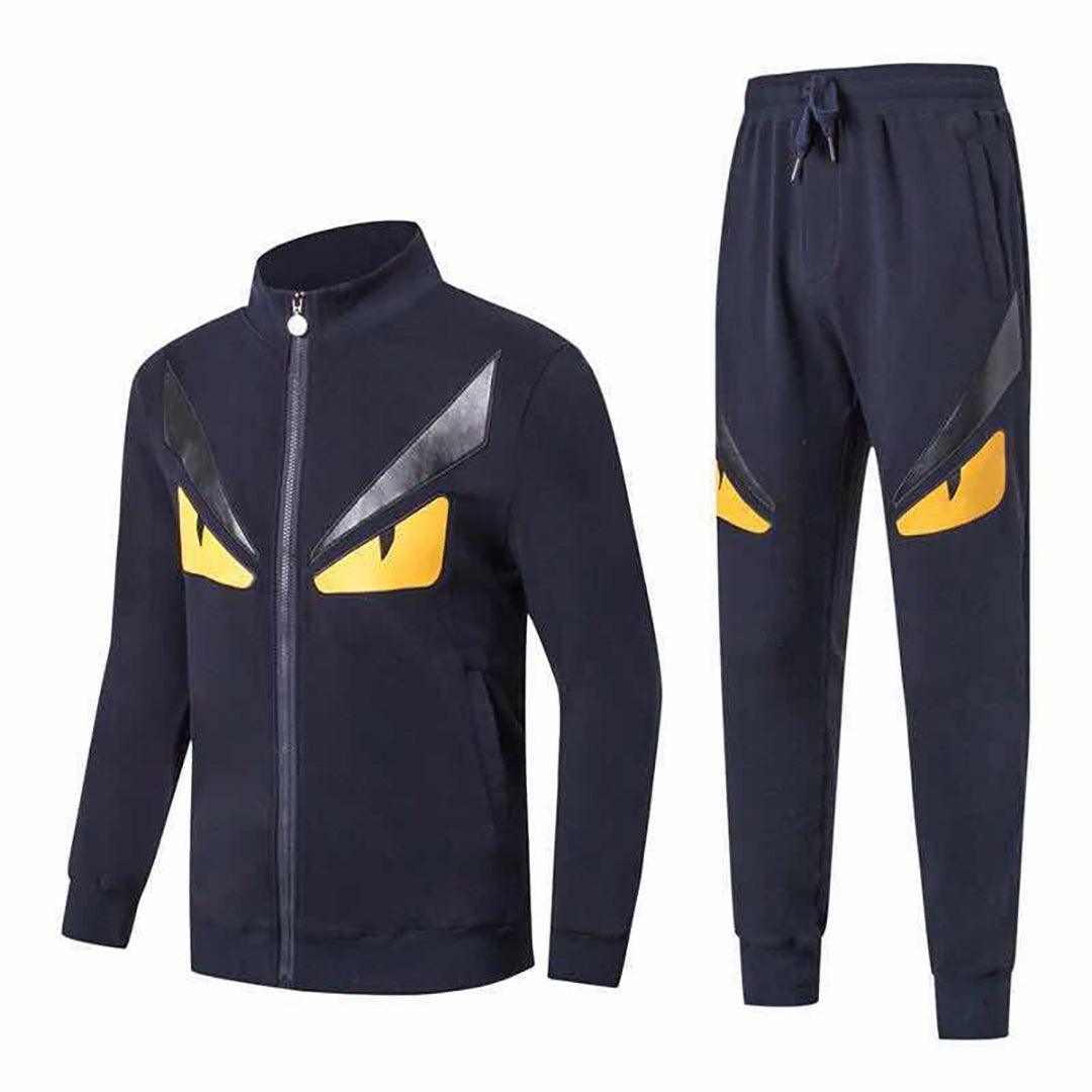 Fen Roma Front Design Navy Blue and Yellow Tracksuits - Obeezi.com