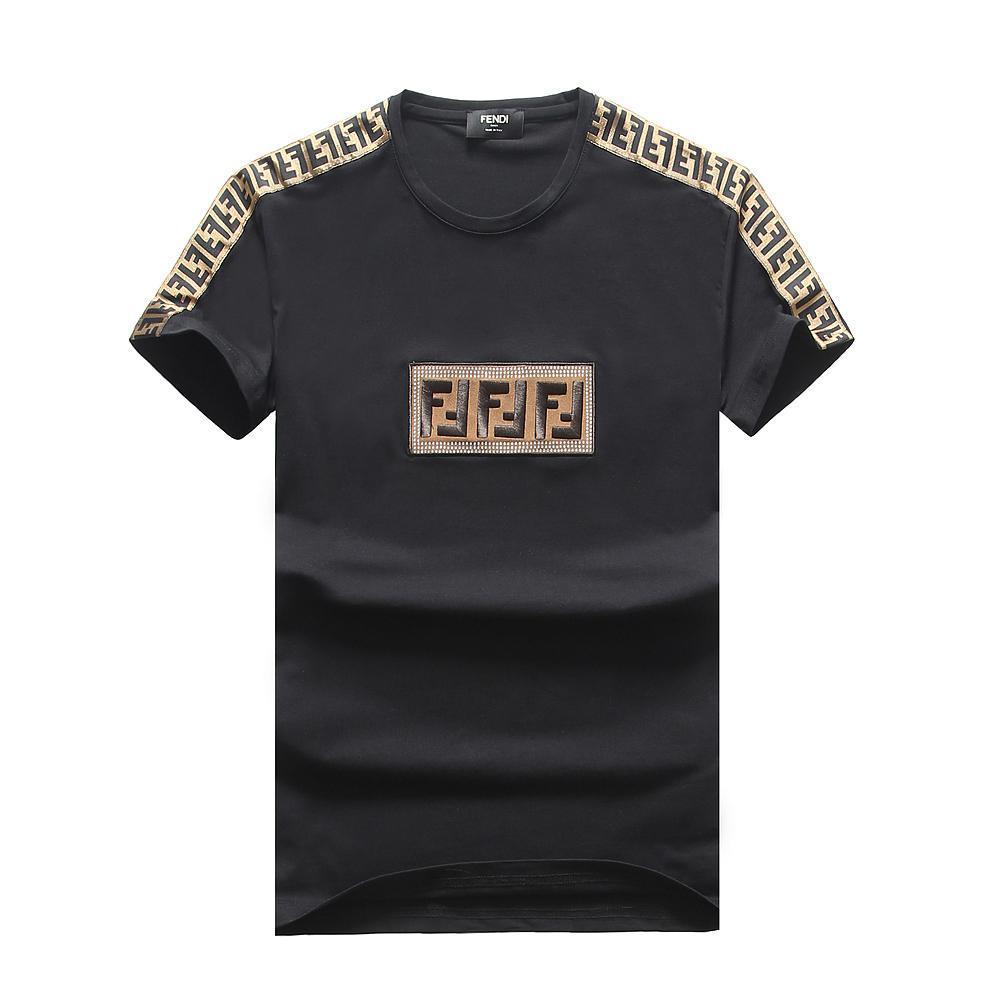 Fendi Customized T shirt with Brown Blinks-Black - Obeezi.com