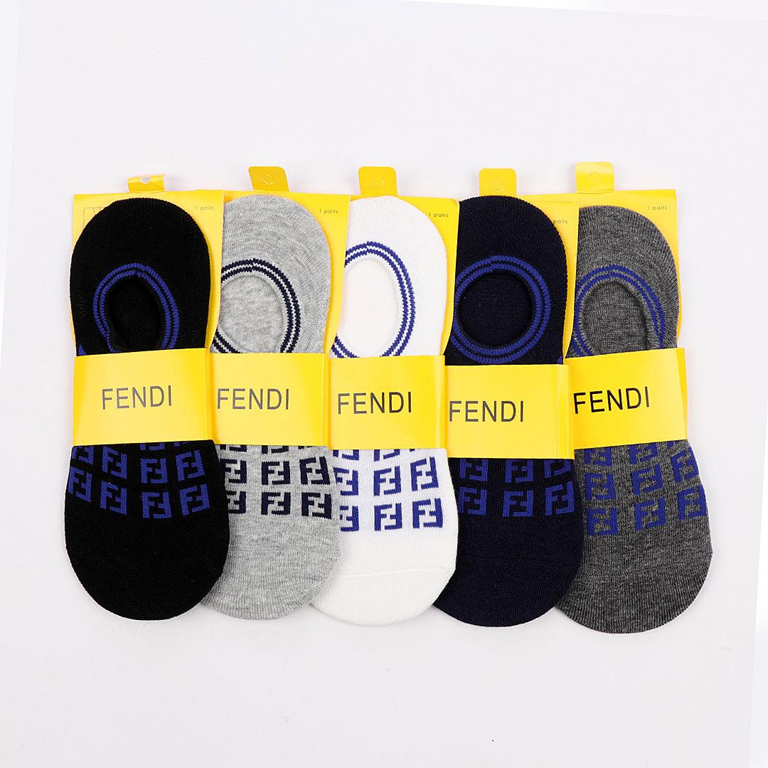 Fendi foot 5 In 1 Black Grey White Navy Blue Ash socks - Obeezi.com