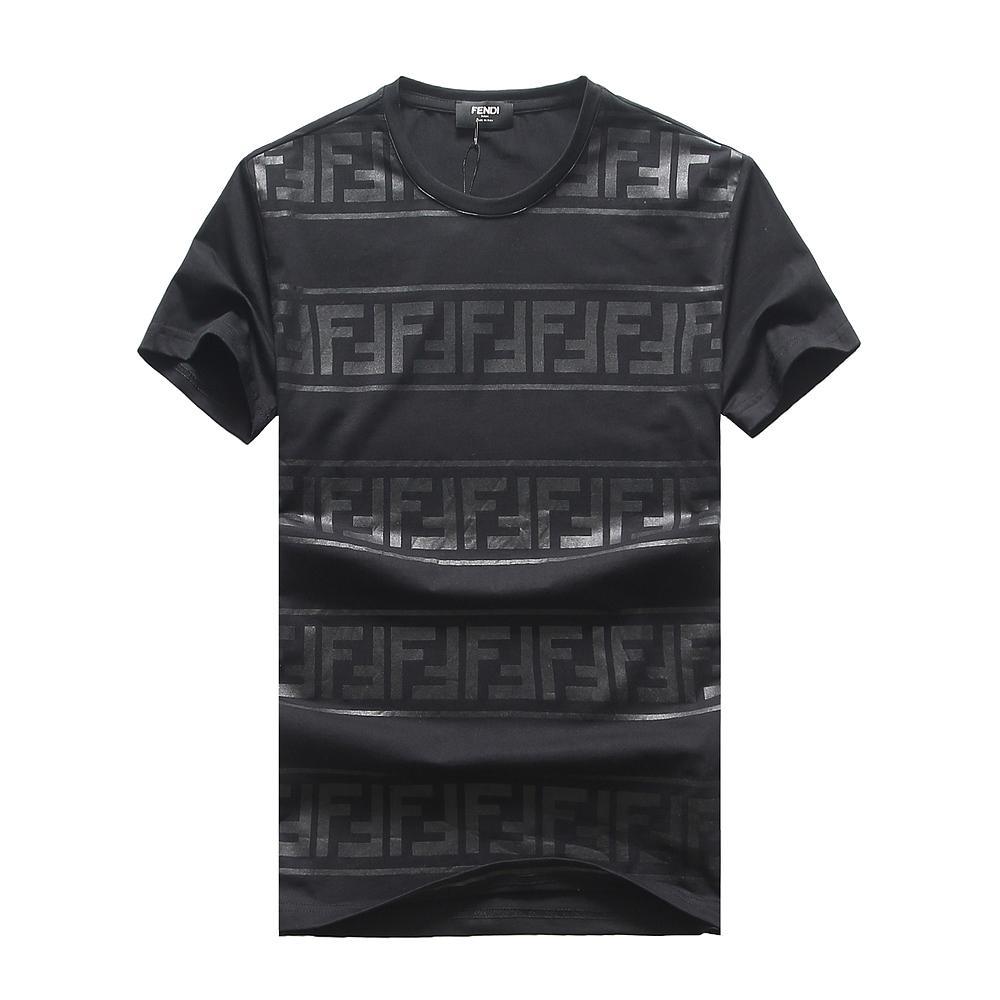 Fendi Logo Plain Fitted T Shirt-Black - Obeezi.com