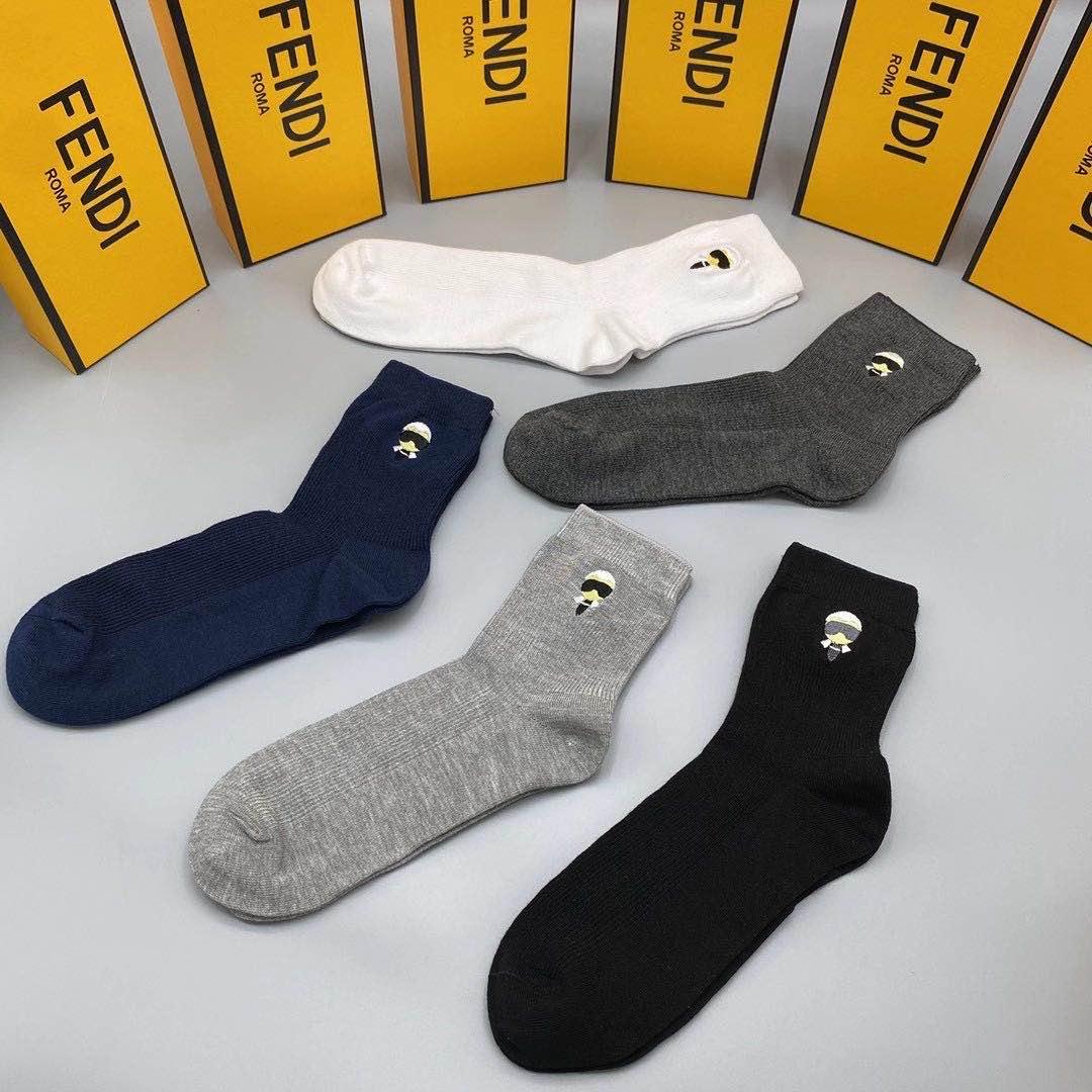 Fendi Men's Designer 5 Pairs in 1 Socks - Obeezi.com