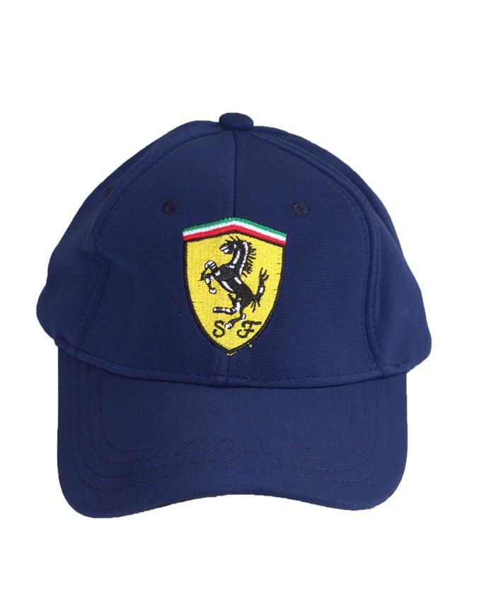 Ferrari Navy Blue Quilt Stitch Hat Cap 1 w/Logo on Front & Back - Obeezi.com