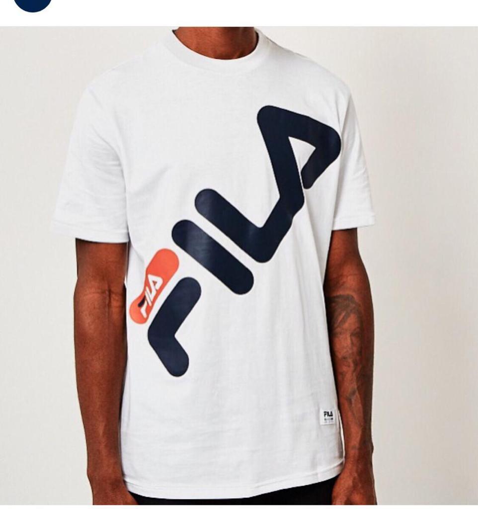 Fila Bold Inscription T Shirt- White - Obeezi.com
