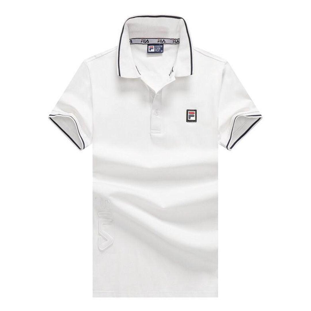 Fila Striped Trim Polo Shirt-White - Obeezi.com